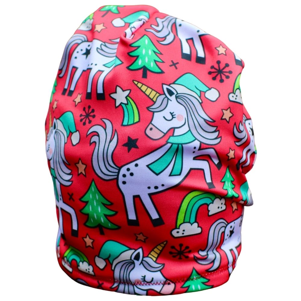 Christmas Unicorns Fleece Lined Hat