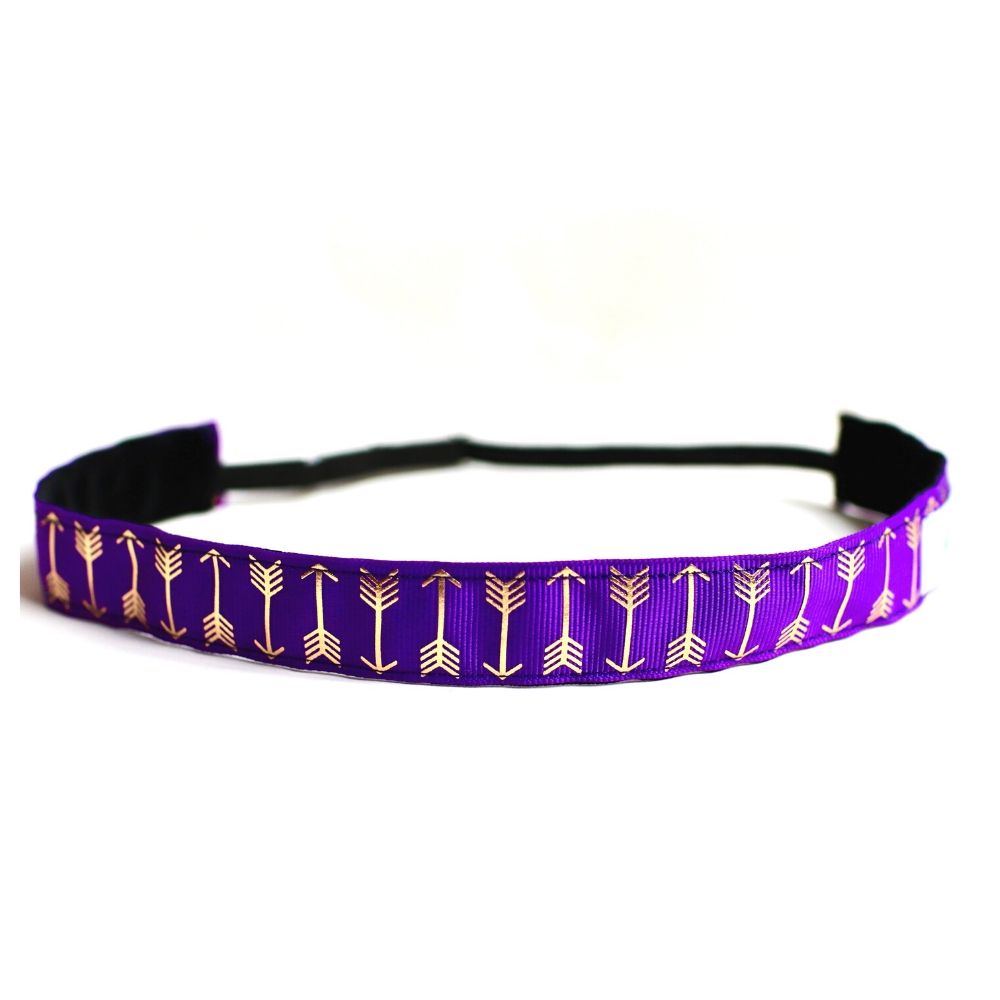 Purple &amp; Gold Arrows Non-Slip Headband | Her Tribe Athletics