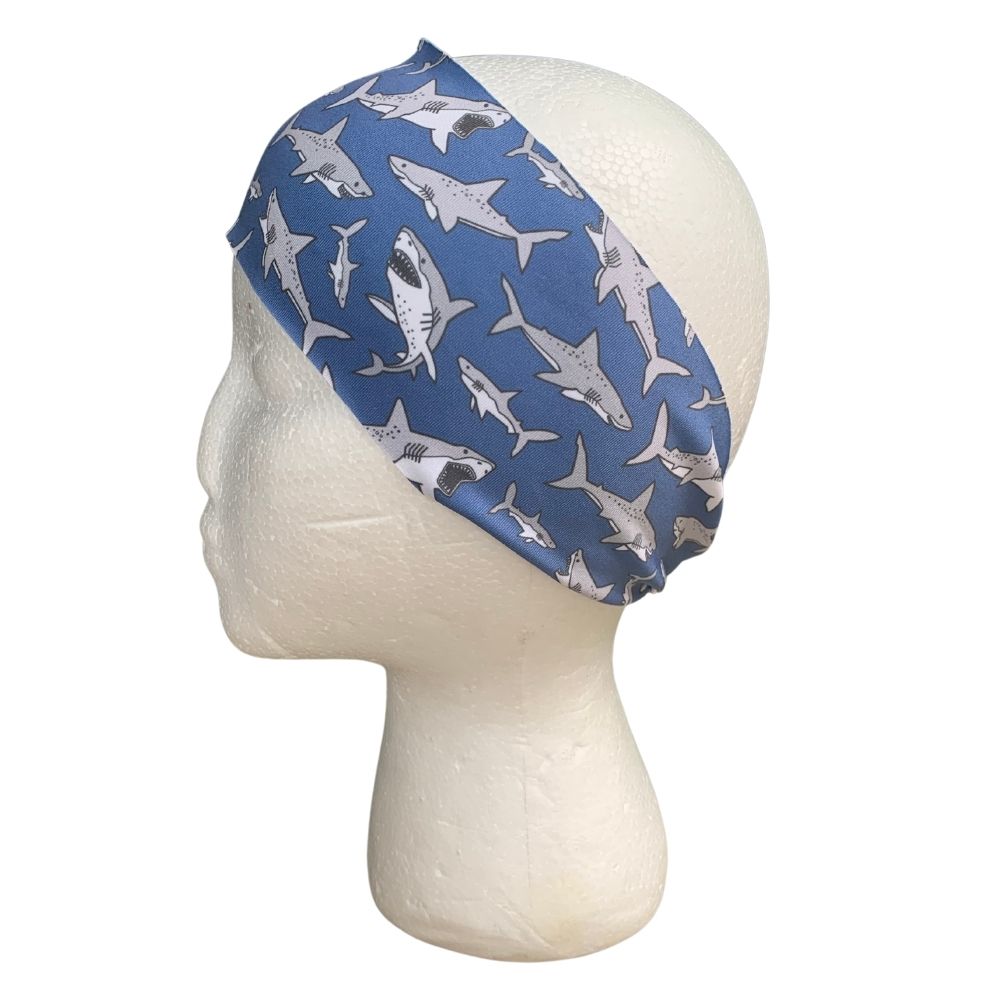 Sweat Wicking Sharks Headband | Her Tribe Athletics